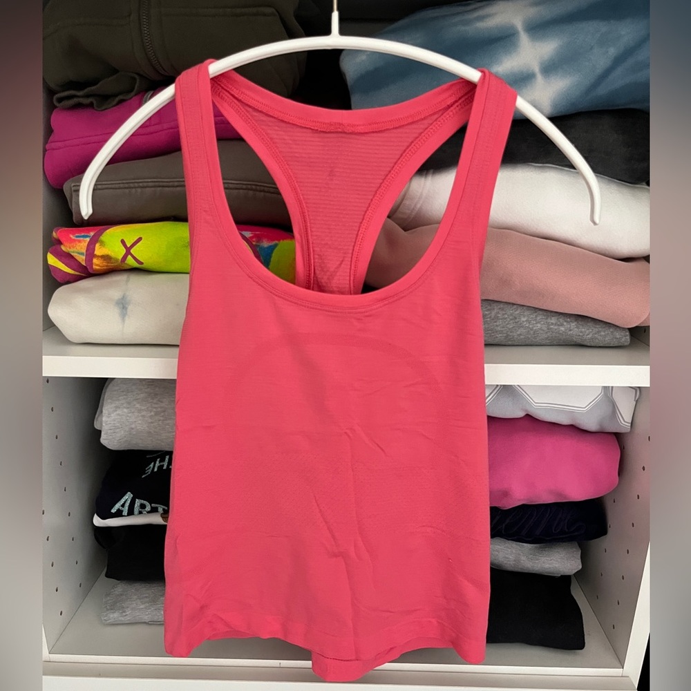 Neon pink Lululemon swiftly tank, cropped, size 2